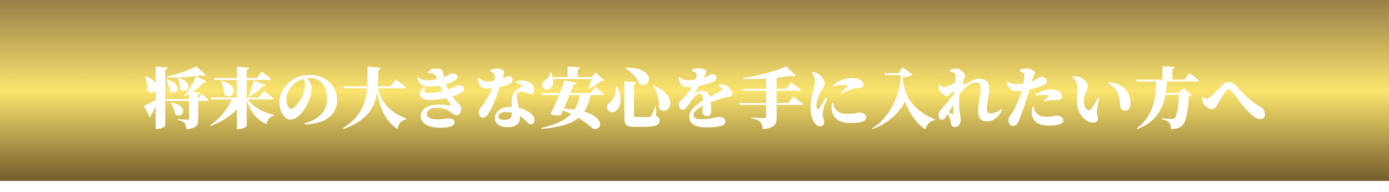 将来の大きな安心を手に入れたい方へ